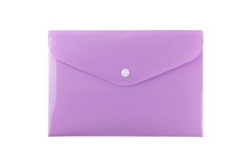 magenta plastic envelope for documents, isolate, transparent background