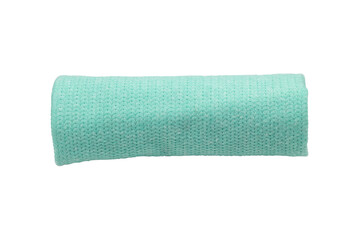 blue towel rolled up in a tube, isolate, transparent background