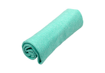 blue towel rolled up in a tube, isolate, transparent background