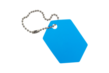 Blue tag with chain on isolate
