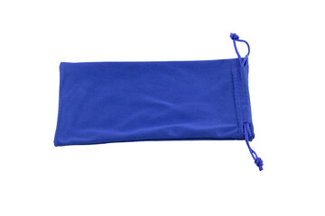 Blue drawstring bag isolate, transparent background