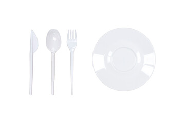 set of disposable tableware  isolate, transparent background