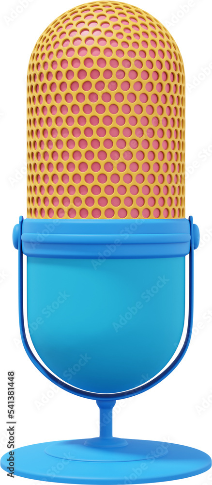 Aufkleber modern microphone. realistic cartoon. multicolored png isolated icon on transparent background. 3d r