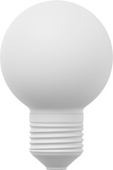 Simple white light bulb. 3D rendering. PNG Icon on transparent background