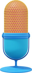 Modern Microphone. Realistic cartoon. Multicolored  PNG isolated icon on transparent background. 3D rendering.