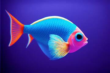 Bright, colorful illustration a single tropical fish