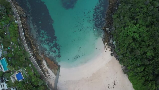 Aerial view of the beautiful Shelly beach located in Sydney, Australia