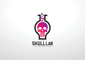 Creative Skull Labour Lab Abstract Logo Design Template Vector Illustration.