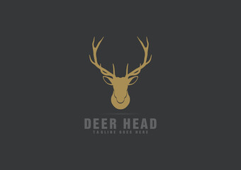 Deer Hunter Logo, Badge, Emblem, Label Design Template. Vector Illustration Of Deer Head Silhouette And Arrow. Hunter Club, Deer Hunting Symbol Icon.