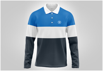 Long Sleeve Polo T-Shirt Mockup Front View