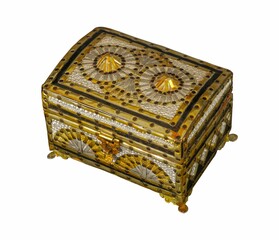Old artistic metal box on a white background