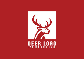 Elk Head Icon. Template Logo Design. Vector Silhouette Of Deer’s Head With Antlers. Christmas Symbol. Vector Illustration.