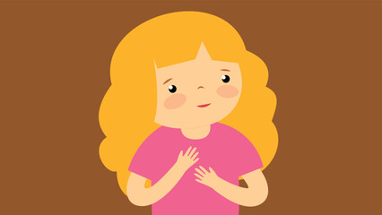 Girl holding her hands on her chest