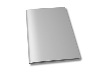 Empty blank Glossy magazine cover mockup isolated on white background. 3d rendering.