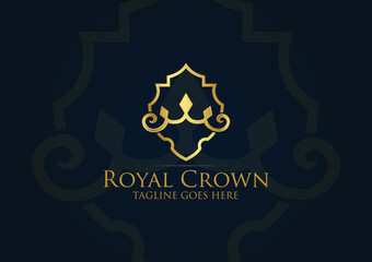Geometric Vintage Creative Crown Abstract Logo Design Vector Template. Vintage Crown Logo Royal King Queen Concept Symbol Logotype Concept Icon.
