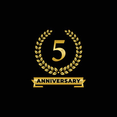 Fototapeta premium 5th years anniversary celebrating logo vector