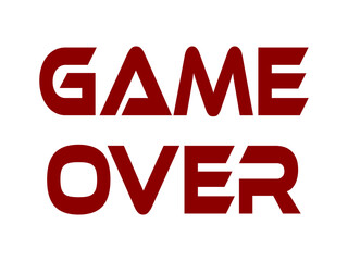 Fototapeta premium Isolated futuristic game over text message screen, red text. 