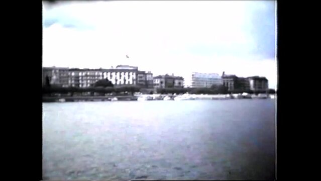Geneva, Switzerland 1970s: Panorama, Lake of Geneva - 1970s vintage video 8mm