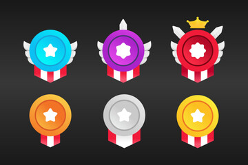 UI game icon rank badges. UI game design - obrazy, fototapety, plakaty