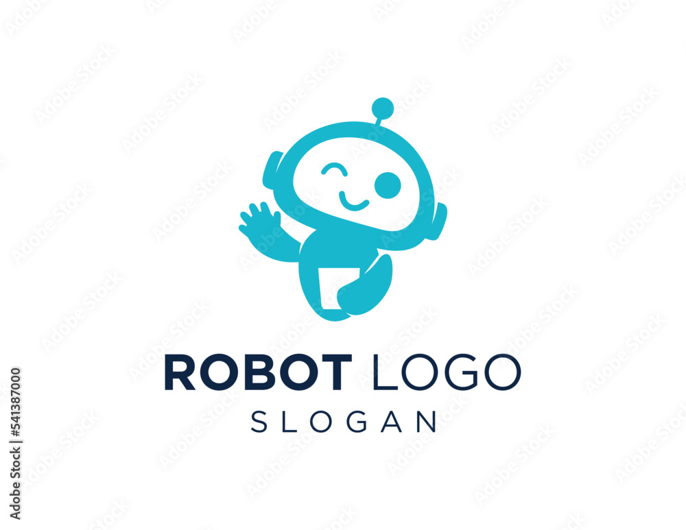 Poster logo about robot on a white background. created using the coreldraw application.