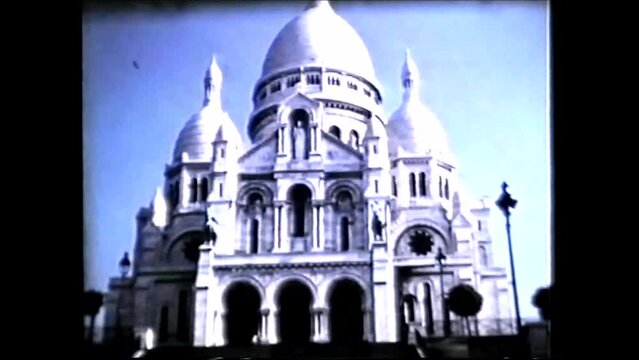 Paris, France 1960s: The Sacred Heart Basilica of Montmartre - 1960s vintage video 8mm