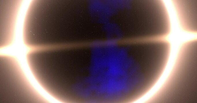 3D rendered animation of flying interstellar black hole in cosmos