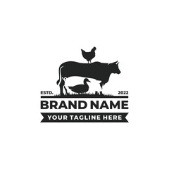 Farm animal logo design vector