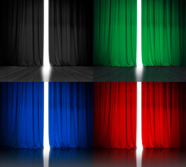 Theater curtains set red, blue, green and black