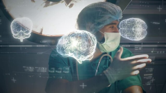 Advance head up display of virtual holographic biomedical brain neuron pathology and diagnostic scan