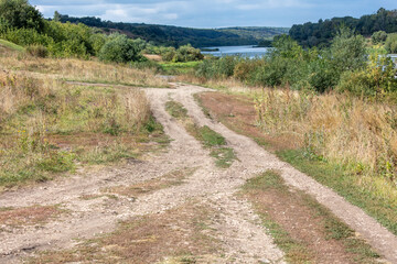 Dirt road in nature in summer.