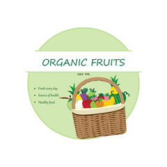organic fruits logo template with empty space for display logo and content, create design vector illustration, badge design.