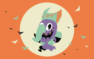 Halloween cartoon character party Phi Ta Khon ghost evil in vector art