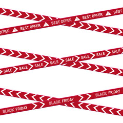 set of red sale ribbons arranged crosswise discount vector