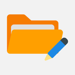 Edit icon in flat style about folders, use for website mobile app presentation