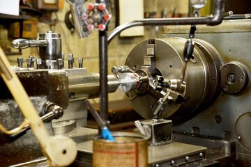 工場内の作業場の旋盤