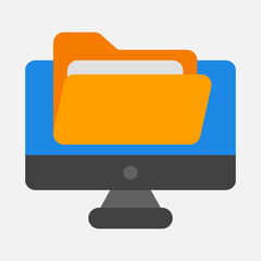 Computer icon in flat style about folders, use for website mobile app presentation