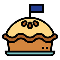 Meat Pie filled outline icon style