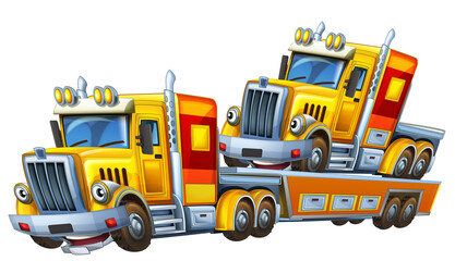 Obraz na płótnie Canvas cartoon tow truck driving with load car illustration