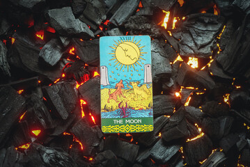 The Moon Tarot card. Moscow, Russia MAY 15, 2022