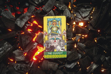 The Chariot Tarot card. Moscow, Russia MAY 15, 2022