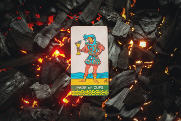 Page of cups Tarot card. Moscow, Russia MAY 15, 2022