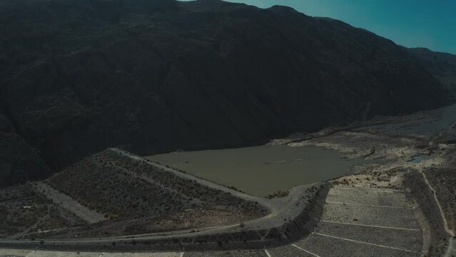 Aerial view of  fields and mountains in Quetta Pakistan