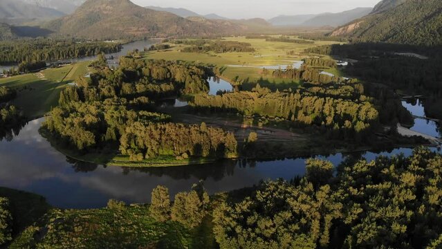 Aerial footage of the wetlands near the Clark Fork delta, located in North Idaho
