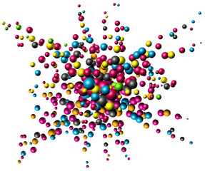 Colorful particles explosion isolated