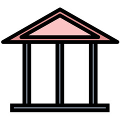 Bank Building Colored Line Icon