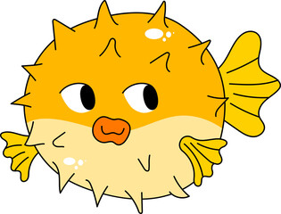 blowfish under the sea ocean fish animal clipart