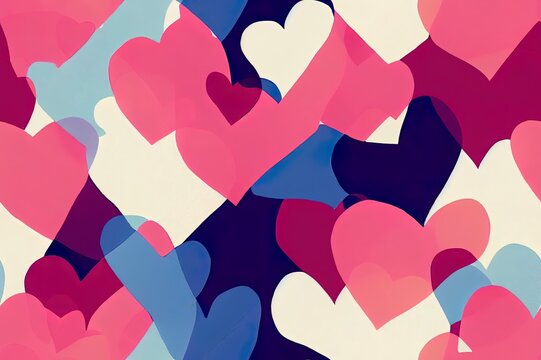 Girls seamless pattern with hearts, words and hand drawing elements. Texture background for textile, graphic tees, kids wear. Wallpaper for teenager girls. Fashion style.