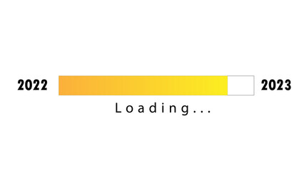 Loading bar for 2023 goal planning business concept, vector illustration, Graphics design, new year concept, idea, progress bar showing loading of 2023, graphics illustaration with withe background.
