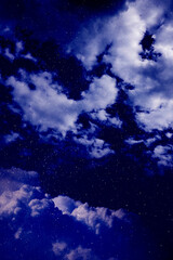 Beautiful view of night sky with clouds and stars