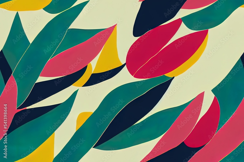Poster tropical pattern with multicolored hand drawn elements and funny background. monstera pattern
